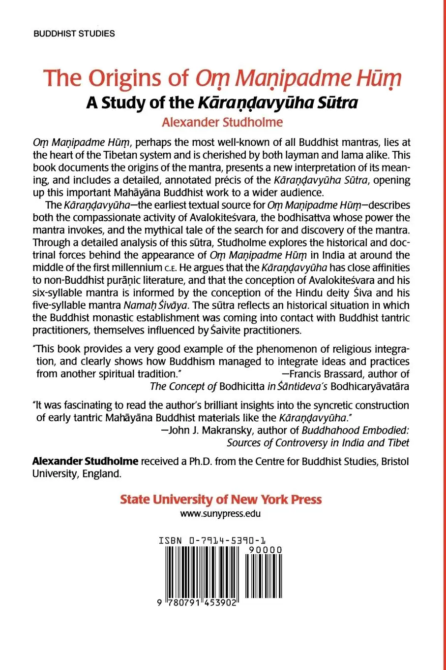 Rückseite: 9780791453902 | The Origins of O¿ Ma¿ipadme H¿¿ | A Study of the K¿ra¿¿avy¿ha S¿tra