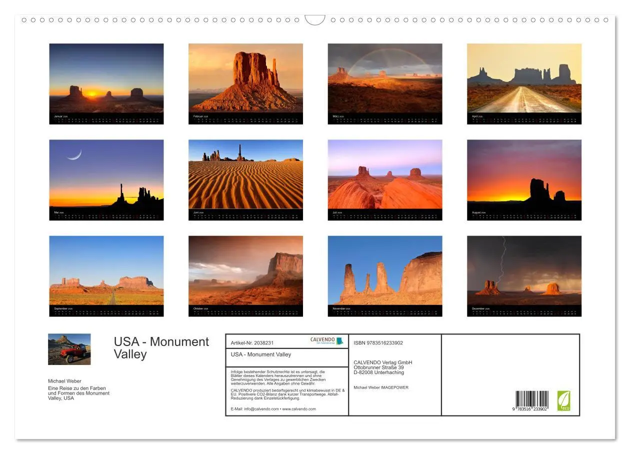 Bild: 9783516233902 | USA - Monument Valley (Wandkalender 2026 DIN A2 quer), CALVENDO...