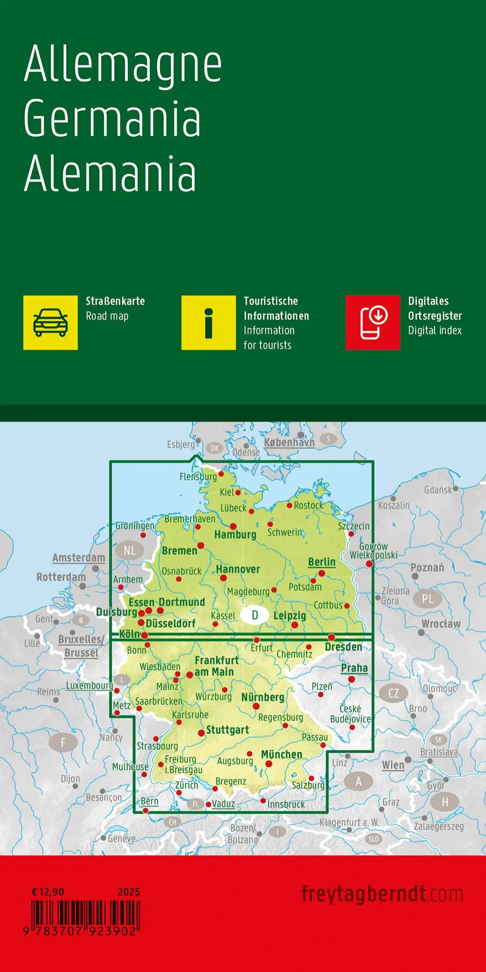 Rückseite: 9783707923902 | Deutschland, Straßenkarte 1:500.000, freytag &amp; berndt | Berndt | 2025