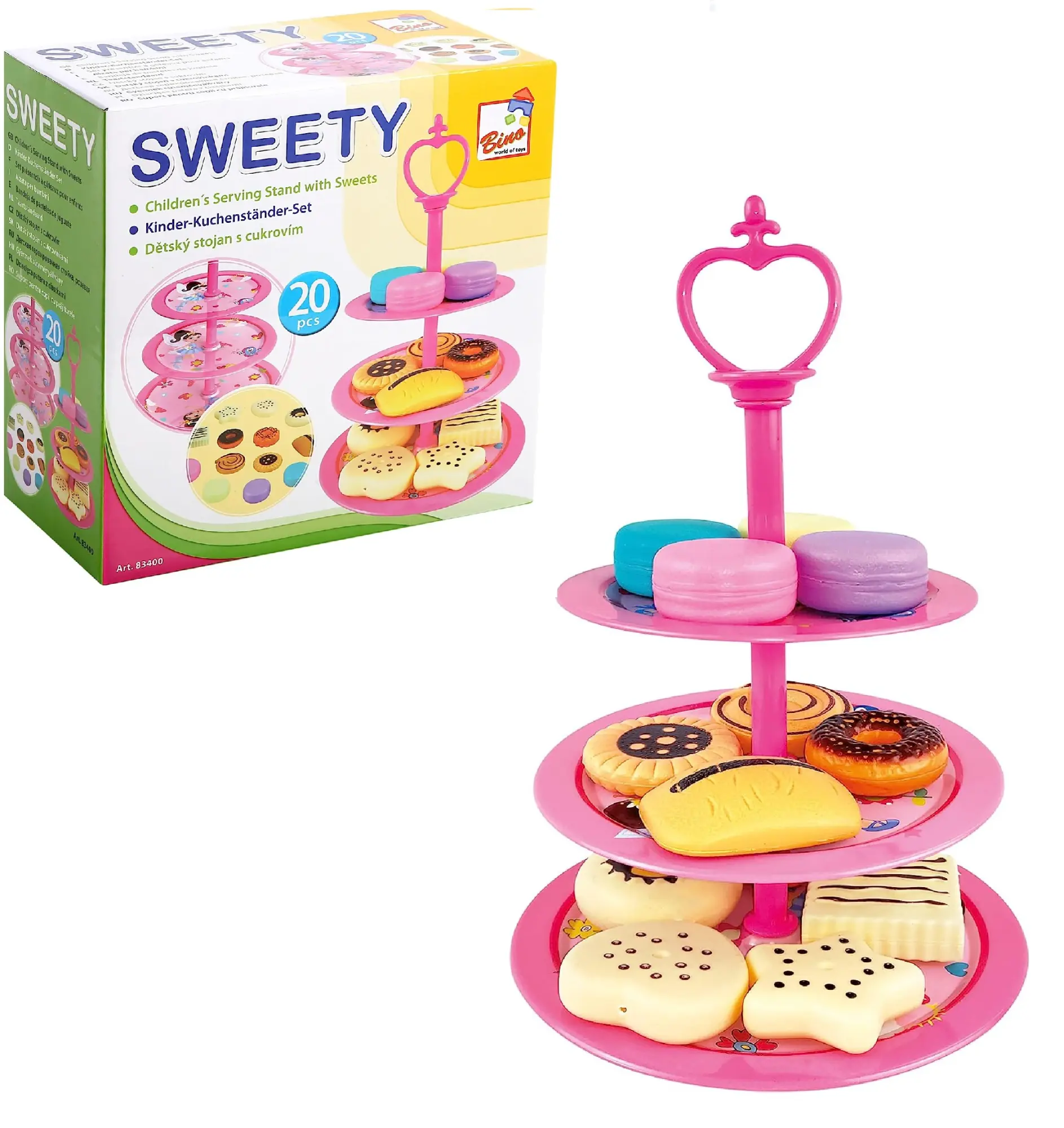 Cover: 4019359834002 | Bino 83400 - Kinder-Kuchenständer-Set, Kuchen-Etagere, Kunststoff,...