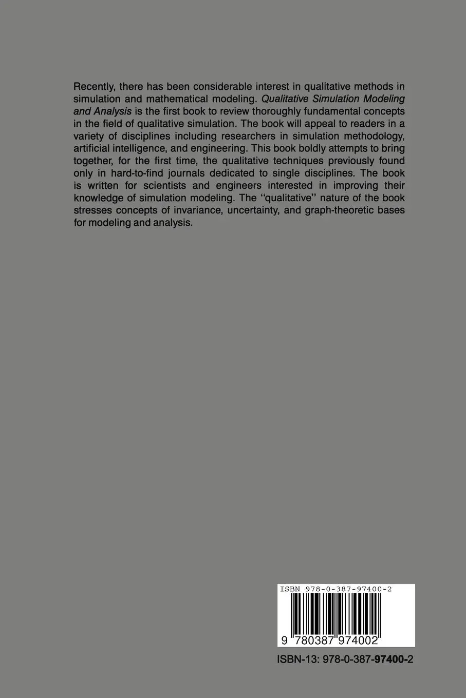 Rückseite: 9780387974002 | Qualitative Simulation Modeling and Analysis | Fishwick (u. a.) | Buch