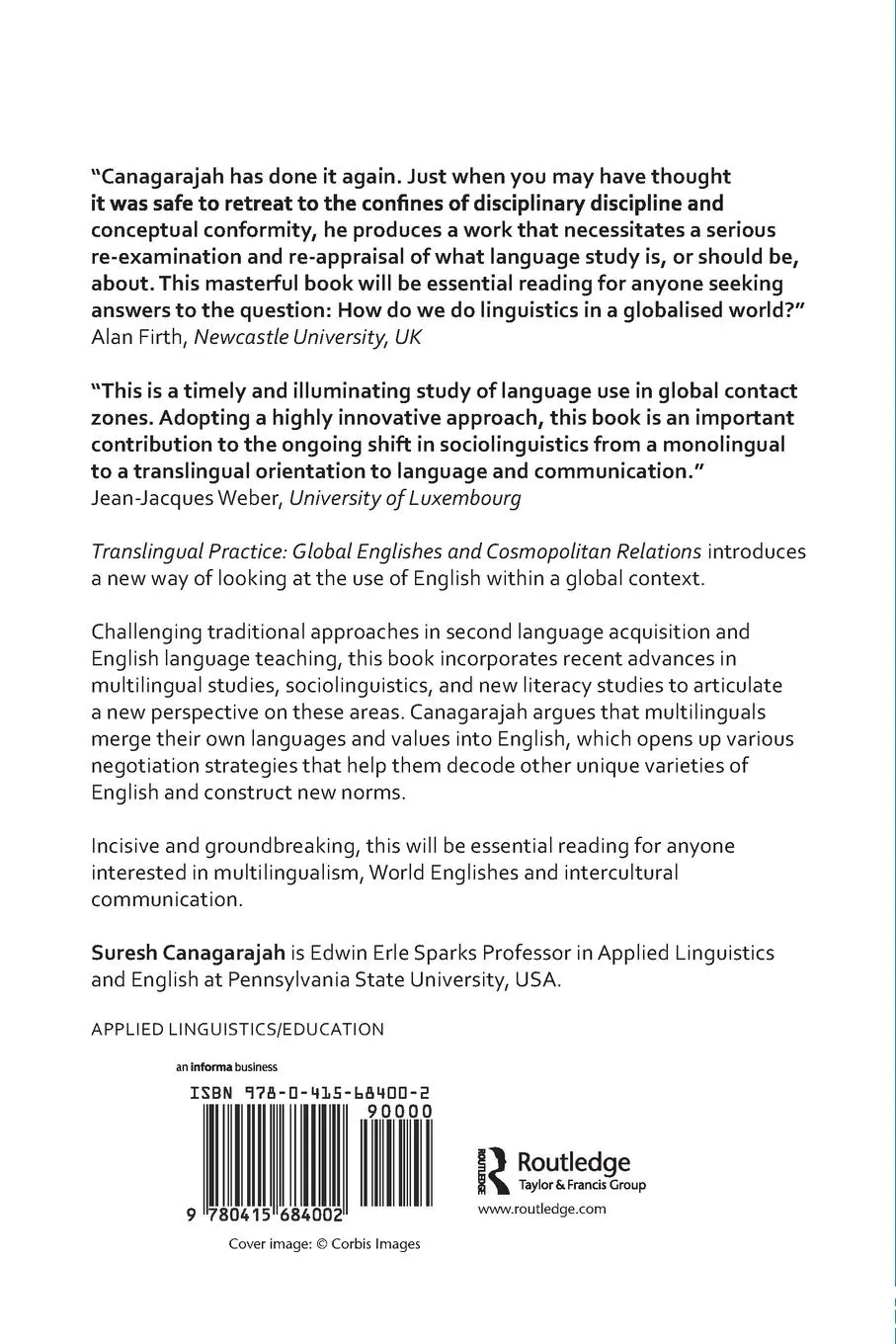 Rückseite: 9780415684002 | Translingual Practice | Global Englishes and Cosmopolitan Relations