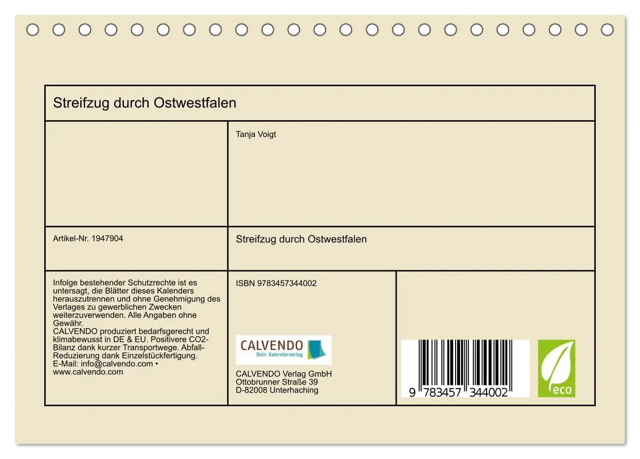 Bild: 9783457344002 | Streifzug durch Ostwestfalen (Tischkalender 2026 DIN A5 quer),...