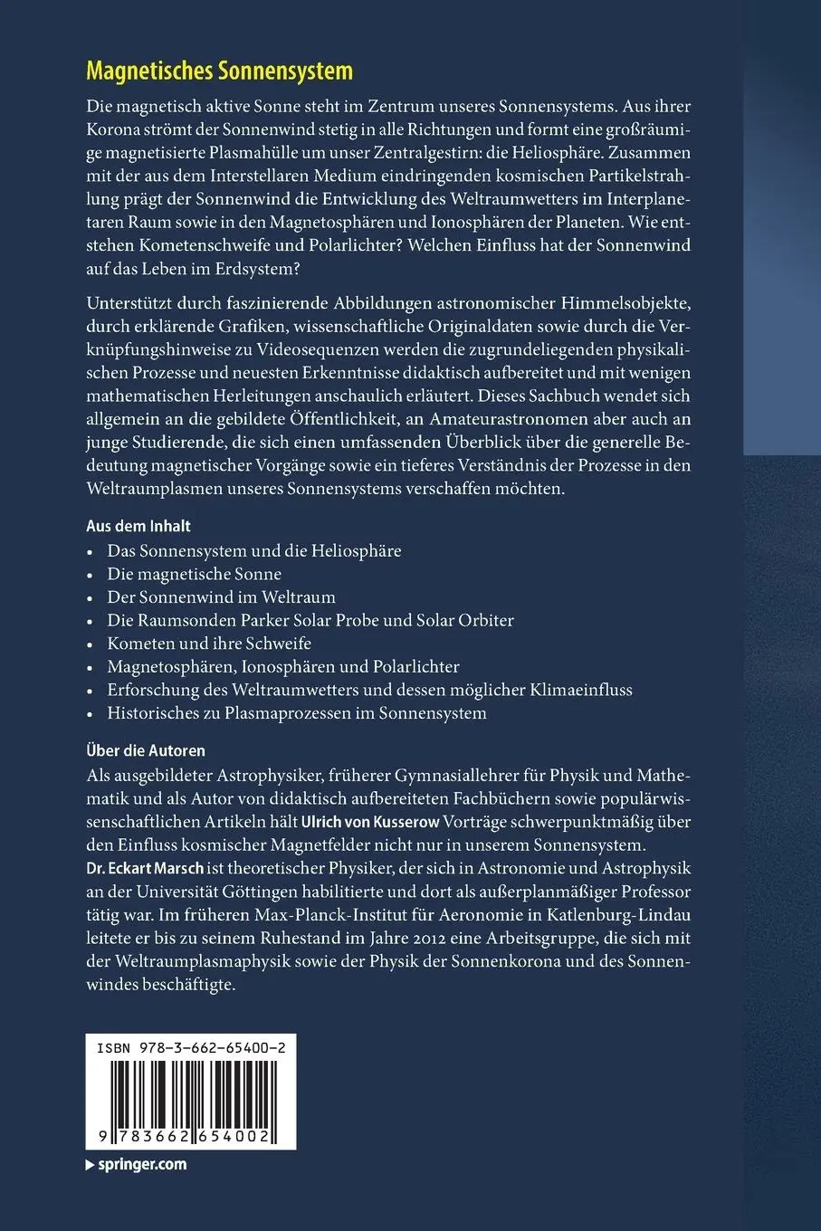 Rückseite: 9783662654002 | Magnetisches Sonnensystem | Eckart Marsch (u. a.) | Taschenbuch | LVII