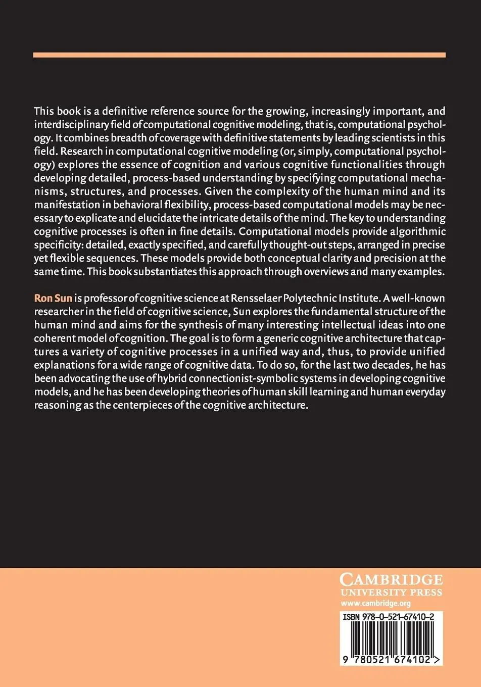 Rückseite: 9780521674102 | Camb Hdbk Computational Psychology | Ron Sun | Taschenbuch | Englisch