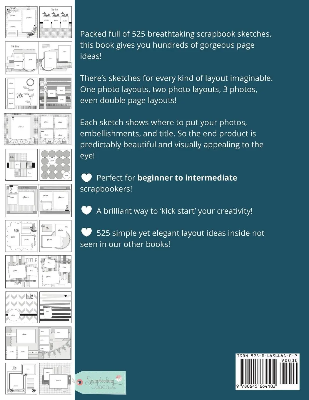 Rückseite: 9780645664102 | 525 New and Inspiring Scrapbook Sketches - Volume 1 | Anna Lyons