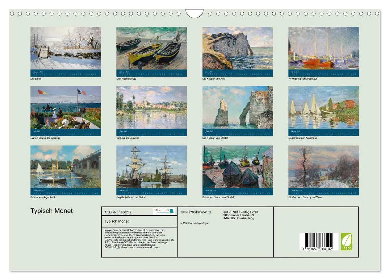Bild: 9783457264102 | Typisch Monet (Wandkalender 2026 DIN A3 quer), CALVENDO Monatskalender