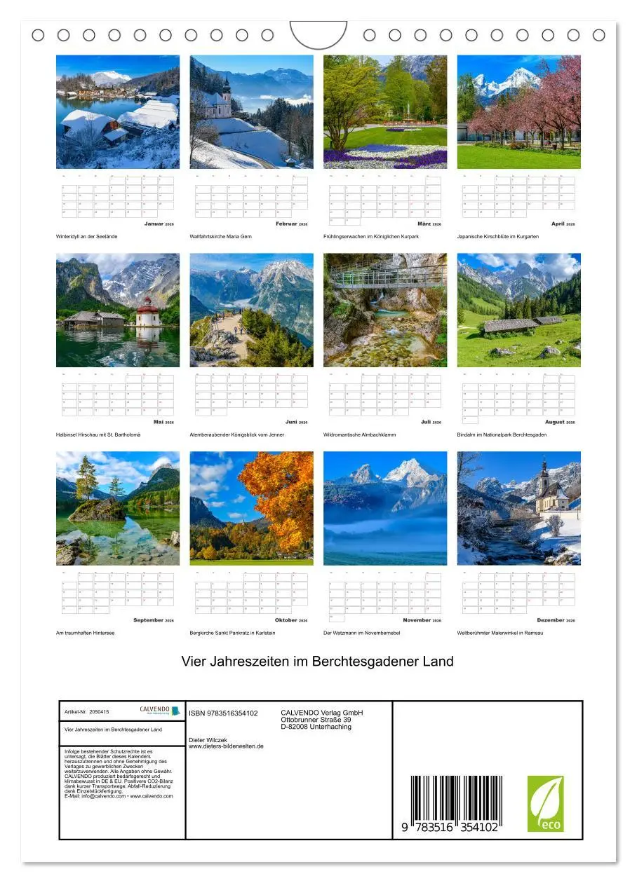 Bild: 9783516354102 | Vier Jahreszeiten im Berchtesgadener Land (Wandkalender 2026 DIN A4...