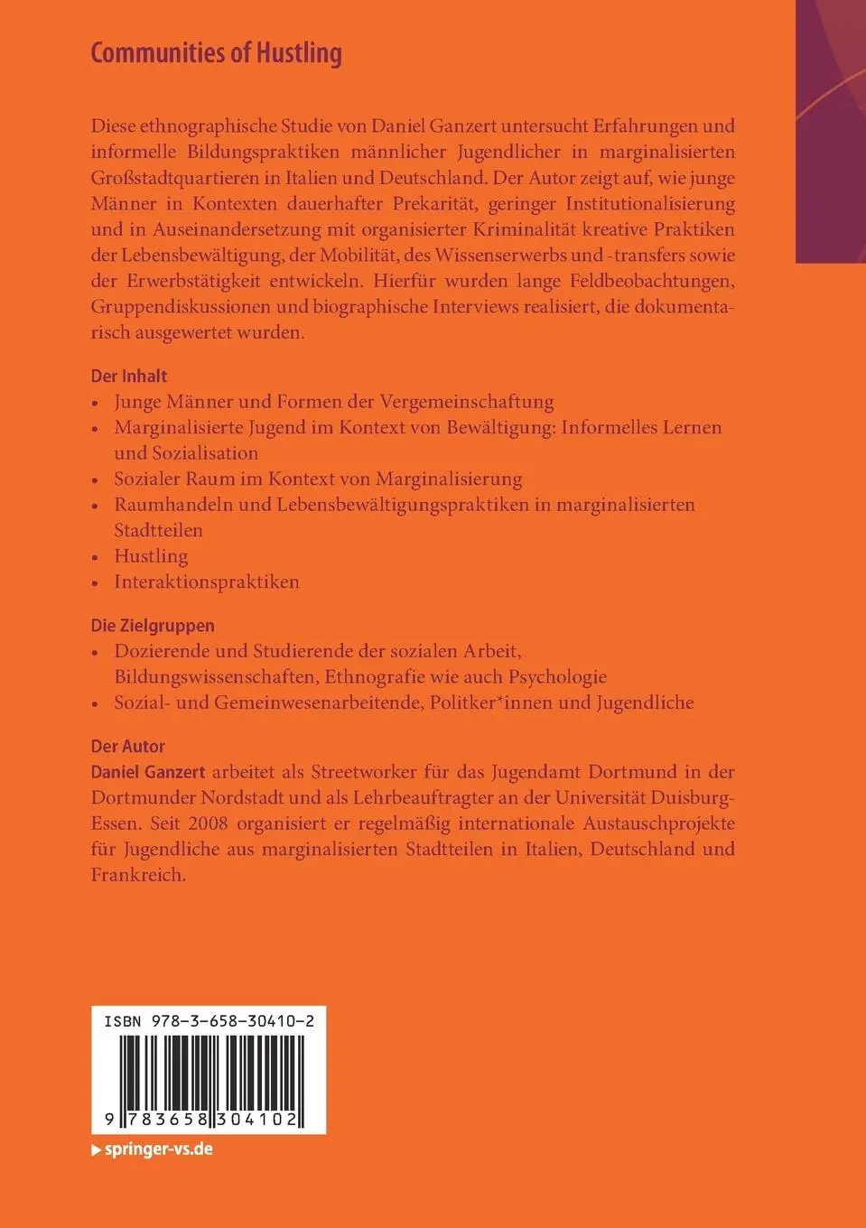 Rückseite: 9783658304102 | Communities of Hustling | Daniel Ganzert | Taschenbuch | xii | Deutsch