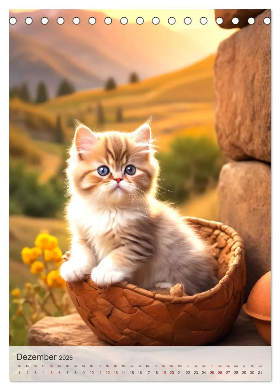 Bild: 9783516274202 | Katzenkinder (Tischkalender 2026 DIN A5 hoch), CALVENDO Monatskalender
