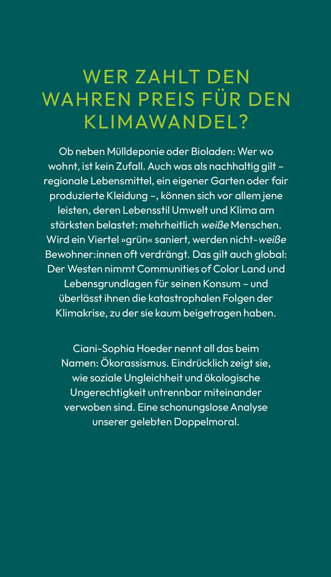 Bild: 9783446284302 | Ökorassismus | Wie Weiße unsere Welt zerstören | Ciani-Sophia Hoeder