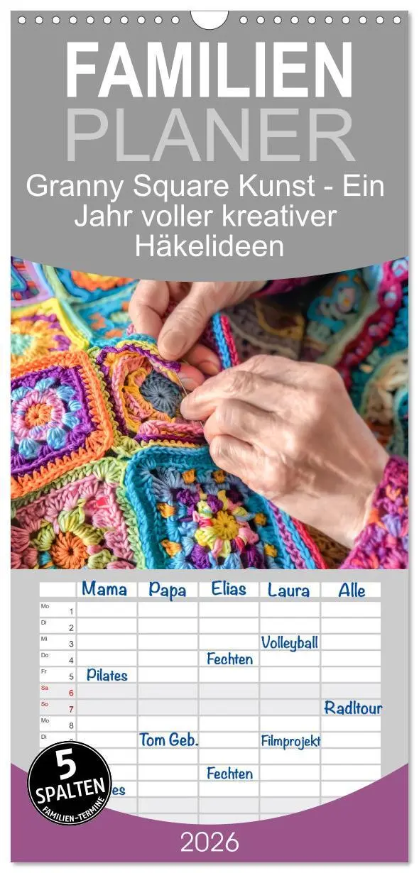 Cover: 9783516494402 | Familienplaner 2026 - Granny Square Kunst - Ein Jahr voller...