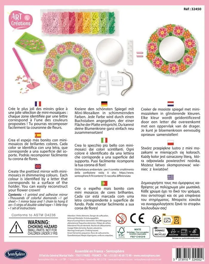 Bild: 3373910324502 | SENTOSPHÈRE - Strassstein-Spiegel Blumen | Kit (Bastelset) | Deutsch