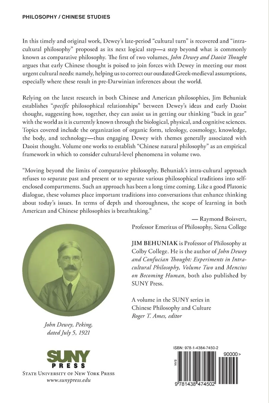 Rückseite: 9781438474502 | John Dewey and Daoist Thought | Jr. Jim Behuniak | Taschenbuch | 2020