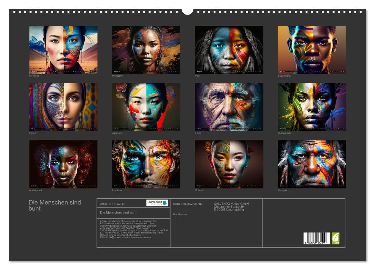 Bild: 9783457534502 | Die Menschen sind bunt (Wandkalender 2026 DIN A2 quer), CALVENDO...