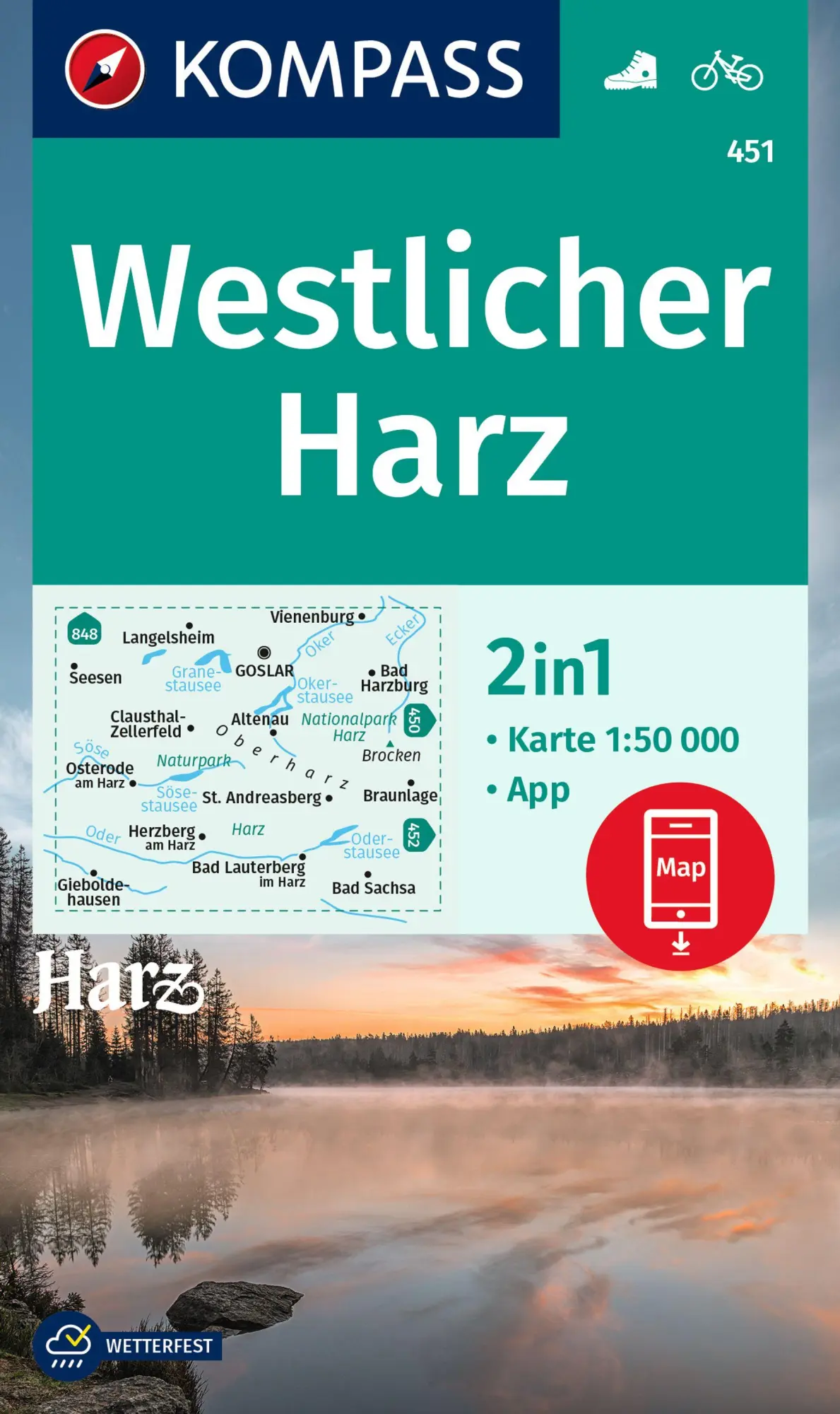 Cover: 9783991214502 | KOMPASS Wanderkarte 451 Westlicher Harz 1:50.000 | KOMPASS-Karten GmbH