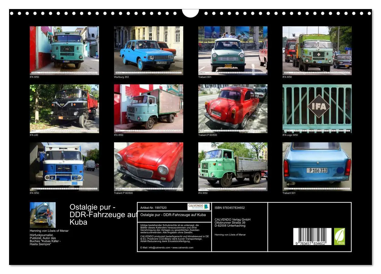Bild: 9783457834602 | Ostalgie pur - DDR-Fahrzeuge auf Kuba (Wandkalender 2026 DIN A3...