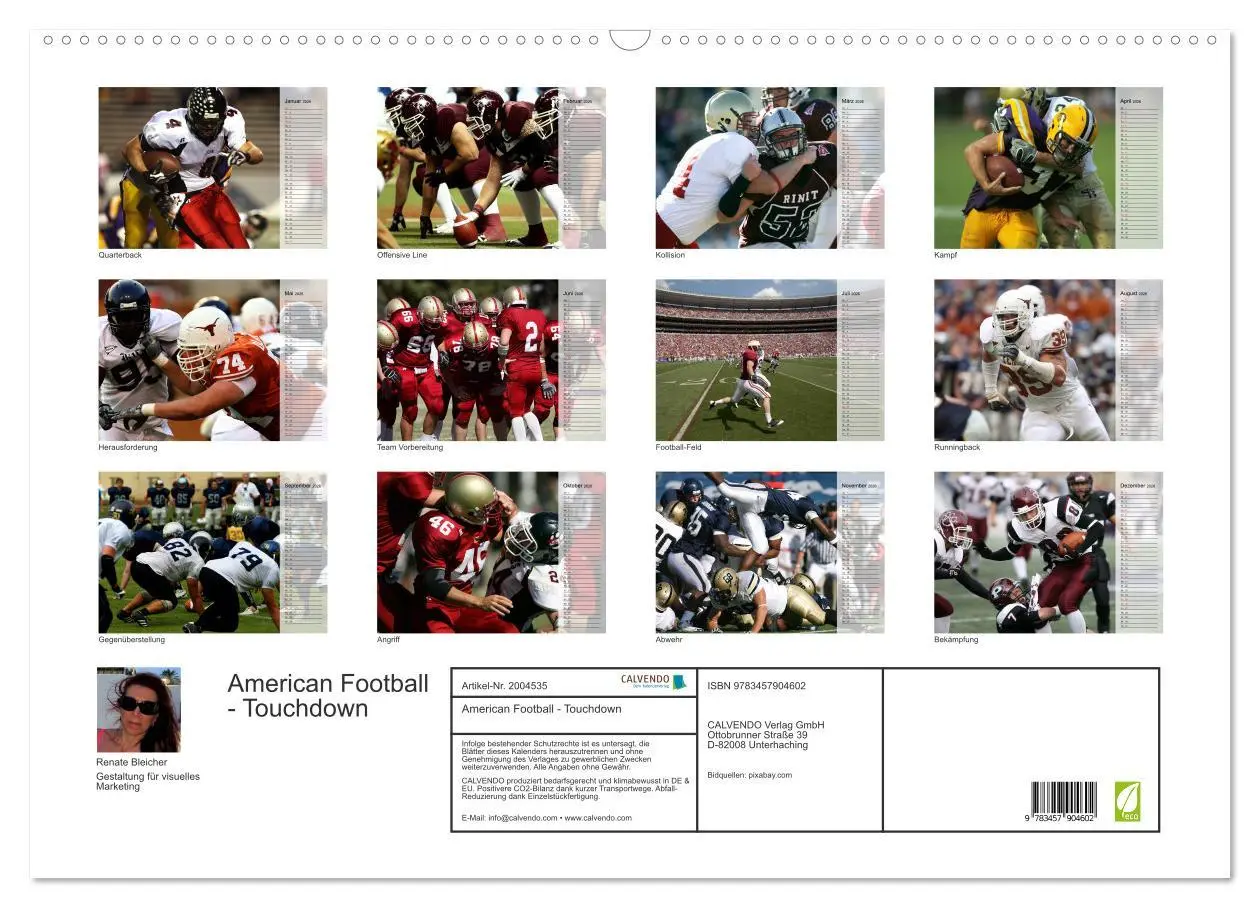 Bild: 9783457904602 | American Football - Touchdown (Wandkalender 2026 DIN A2 quer),...