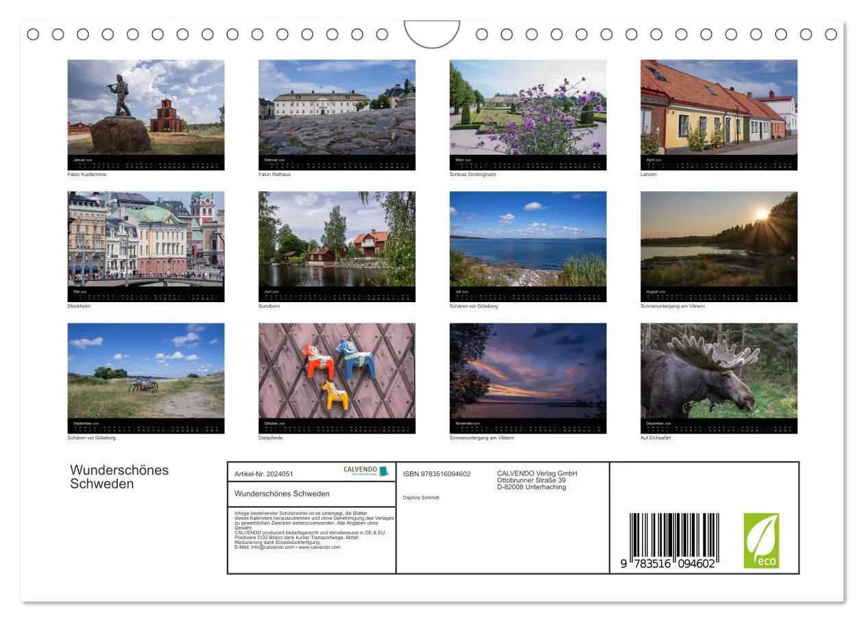 Bild: 9783516094602 | Wunderschönes Schweden (Wandkalender 2026 DIN A4 quer), CALVENDO...
