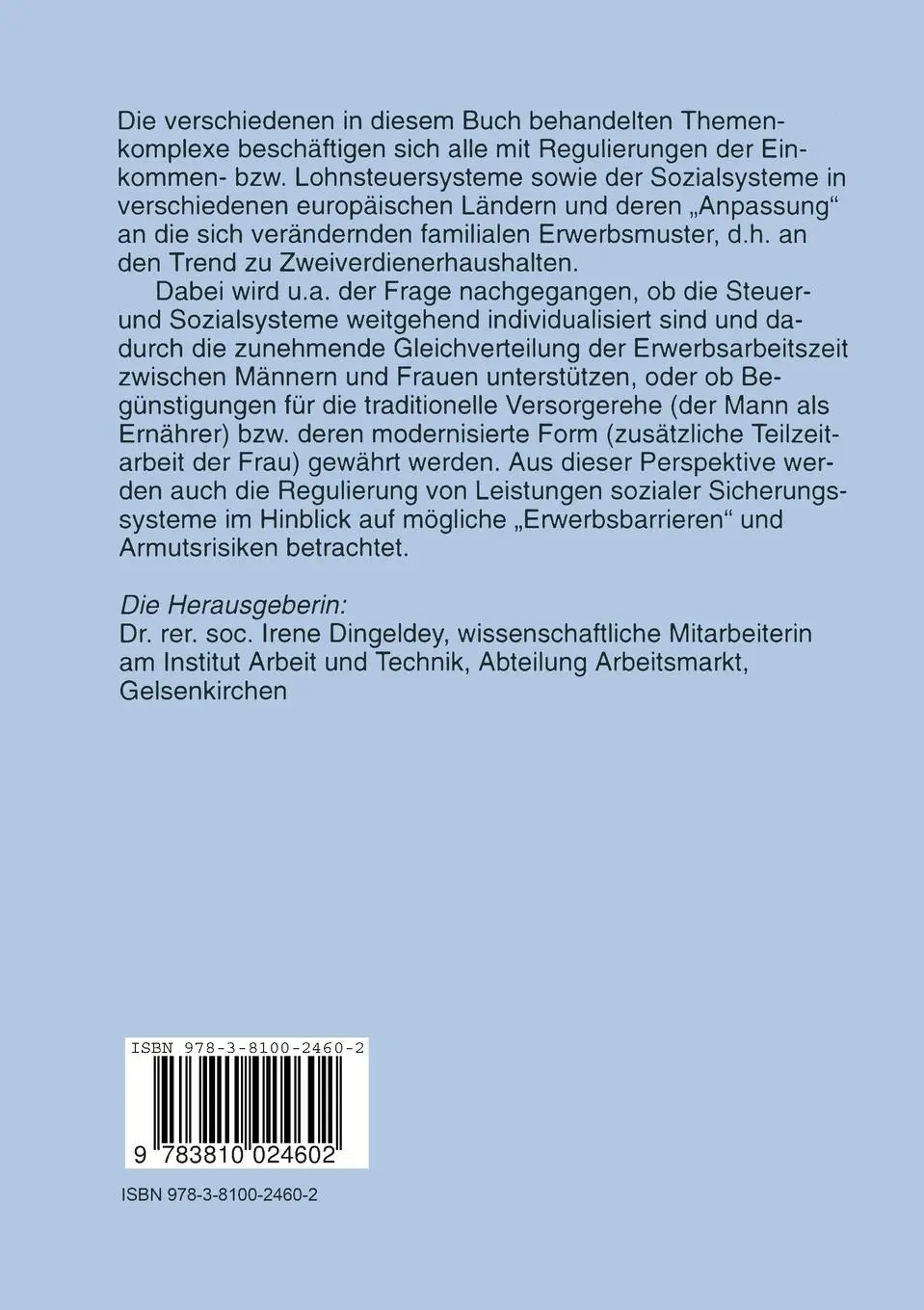 Rückseite: 9783810024602 | Erwerbstätigkeit und Familie in Steuer- und...