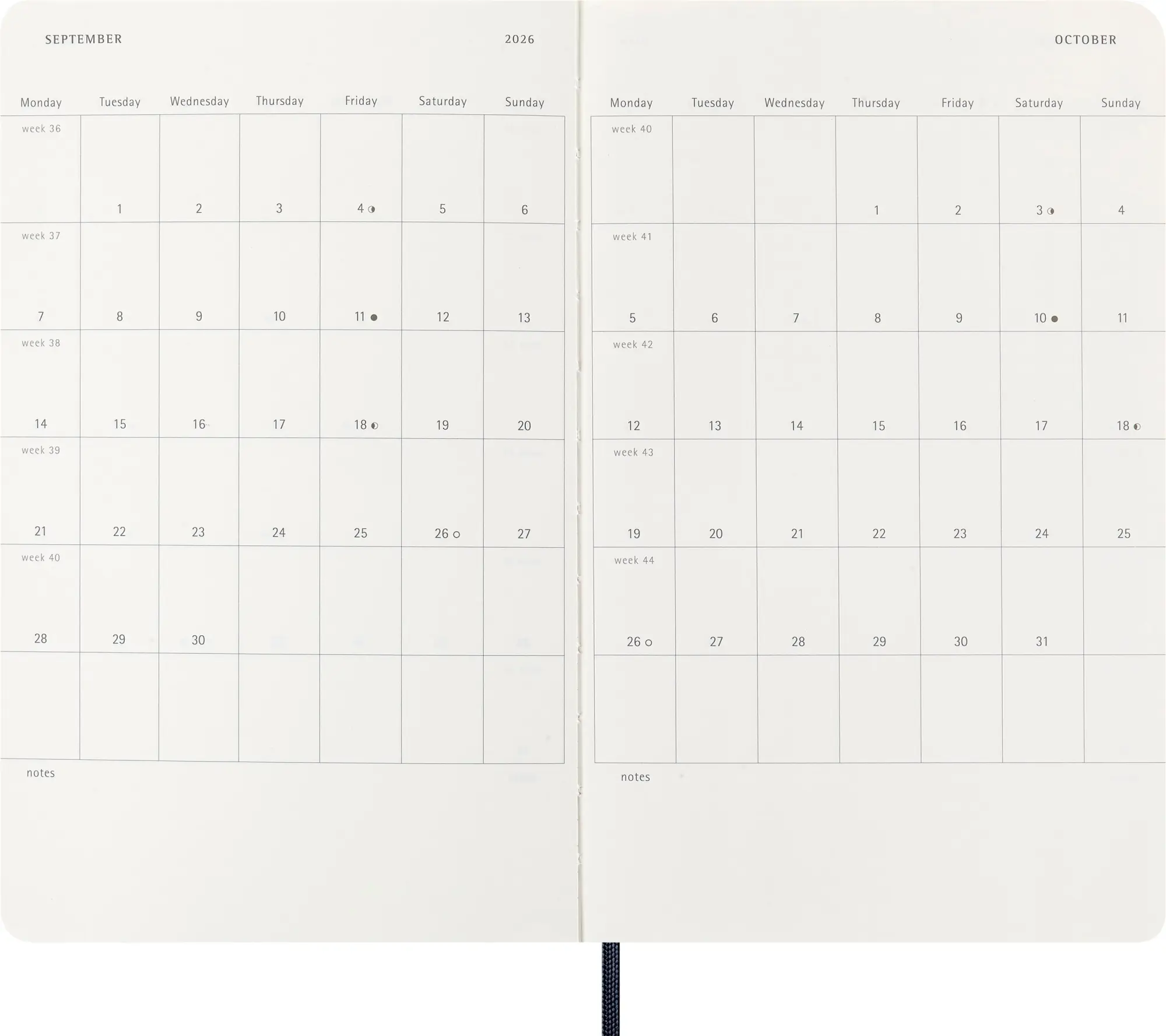 Bild: 8056999274702 | Moleskine 12 Monate Wochen Notizkalender 2026, Large/A5, 1 Wo = 1...