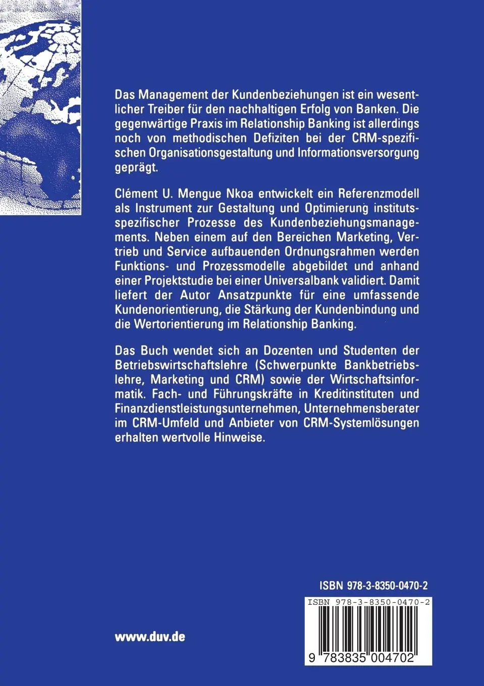 Rückseite: 9783835004702 | Effiziente Gestaltung bankspezifischer CRM-Prozesse | Nkoa | Buch