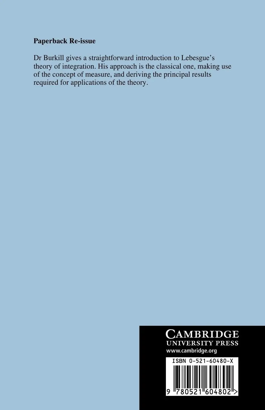 Rückseite: 9780521604802 | The Lebesgue Integral | J. C. Burkill | Taschenbuch | Englisch | 2004