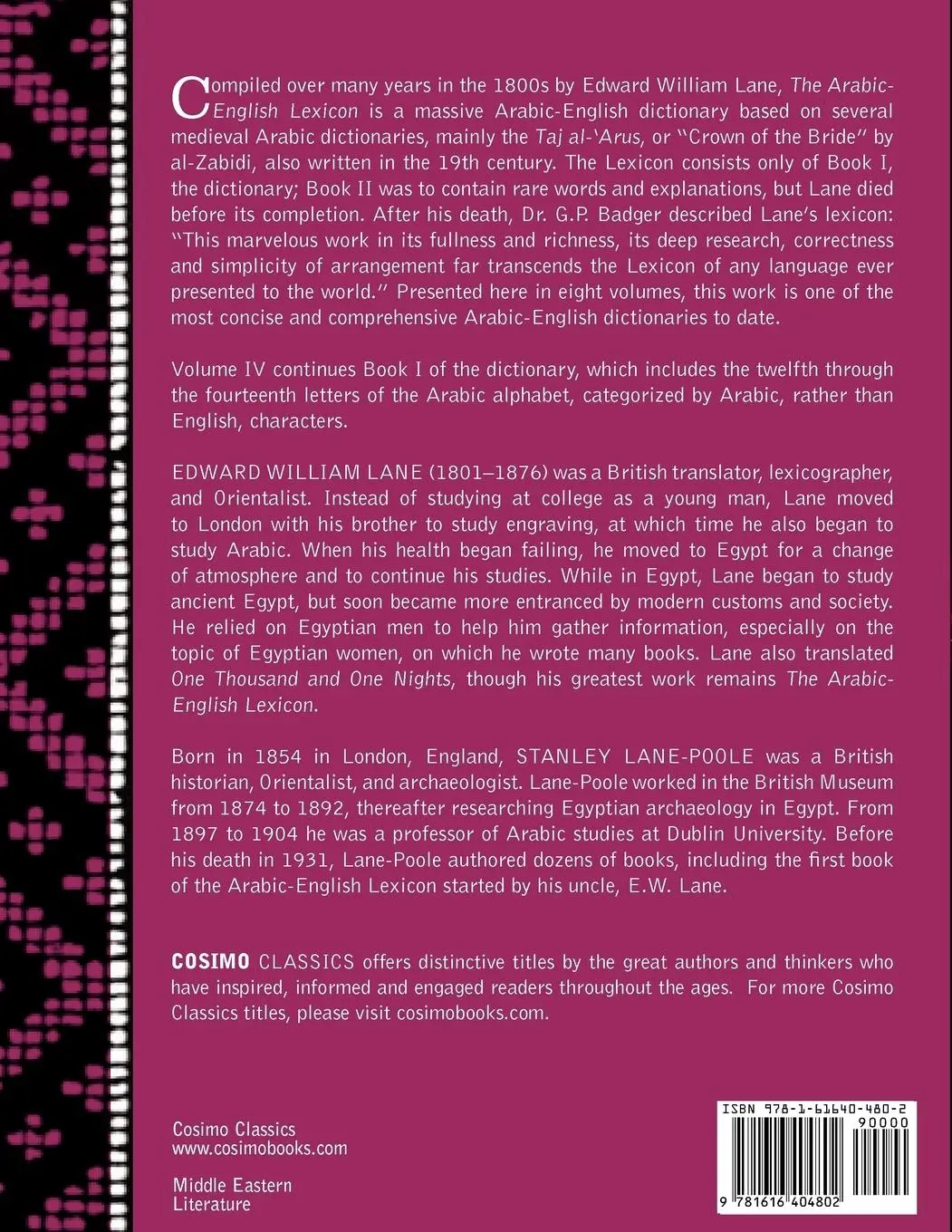 Rückseite: 9781616404802 | An Arabic-English Lexicon (in Eight Volumes), Vol. IV | Lane (u. a.)