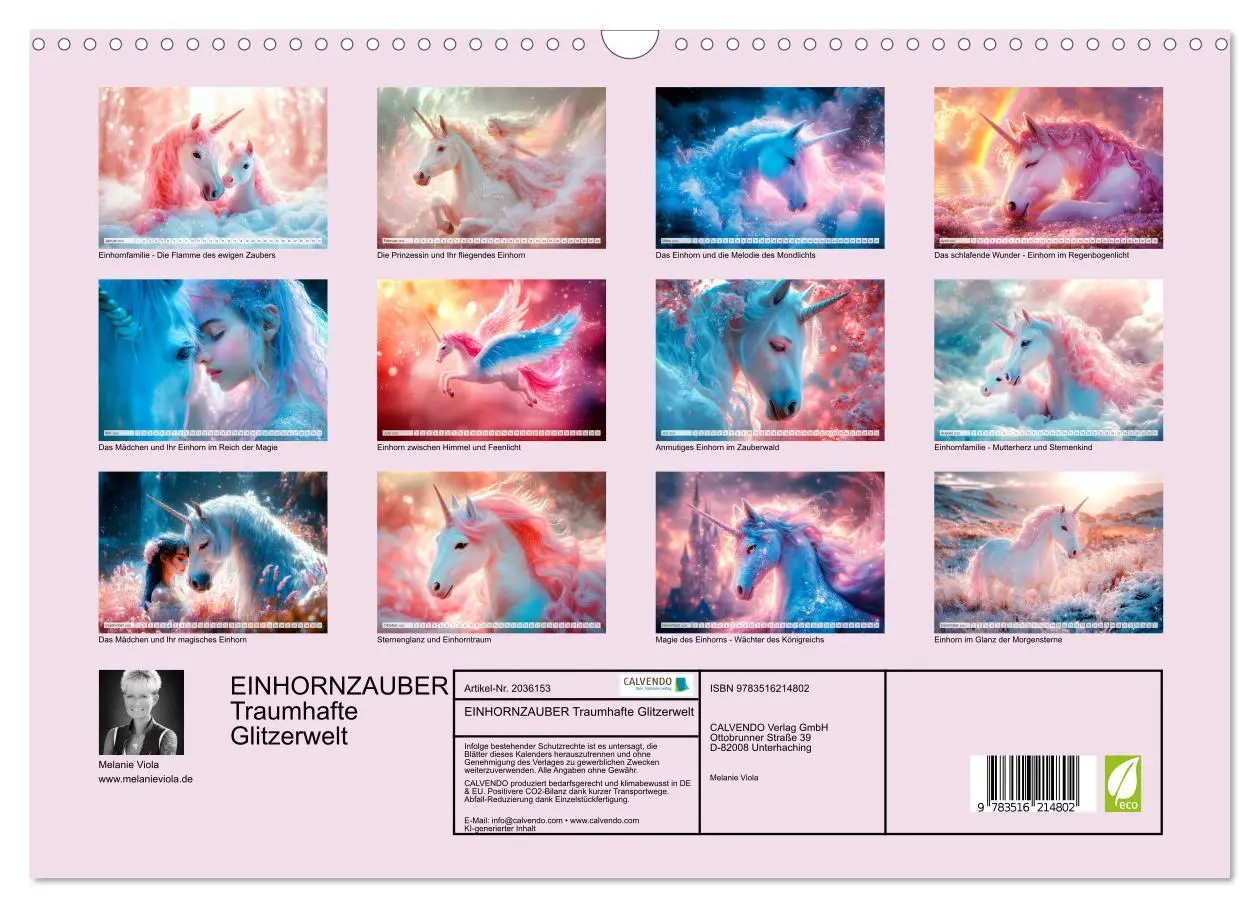 Bild: 9783516214802 | EINHORNZAUBER Traumhafte Glitzerwelt (Wandkalender 2026 DIN A3...