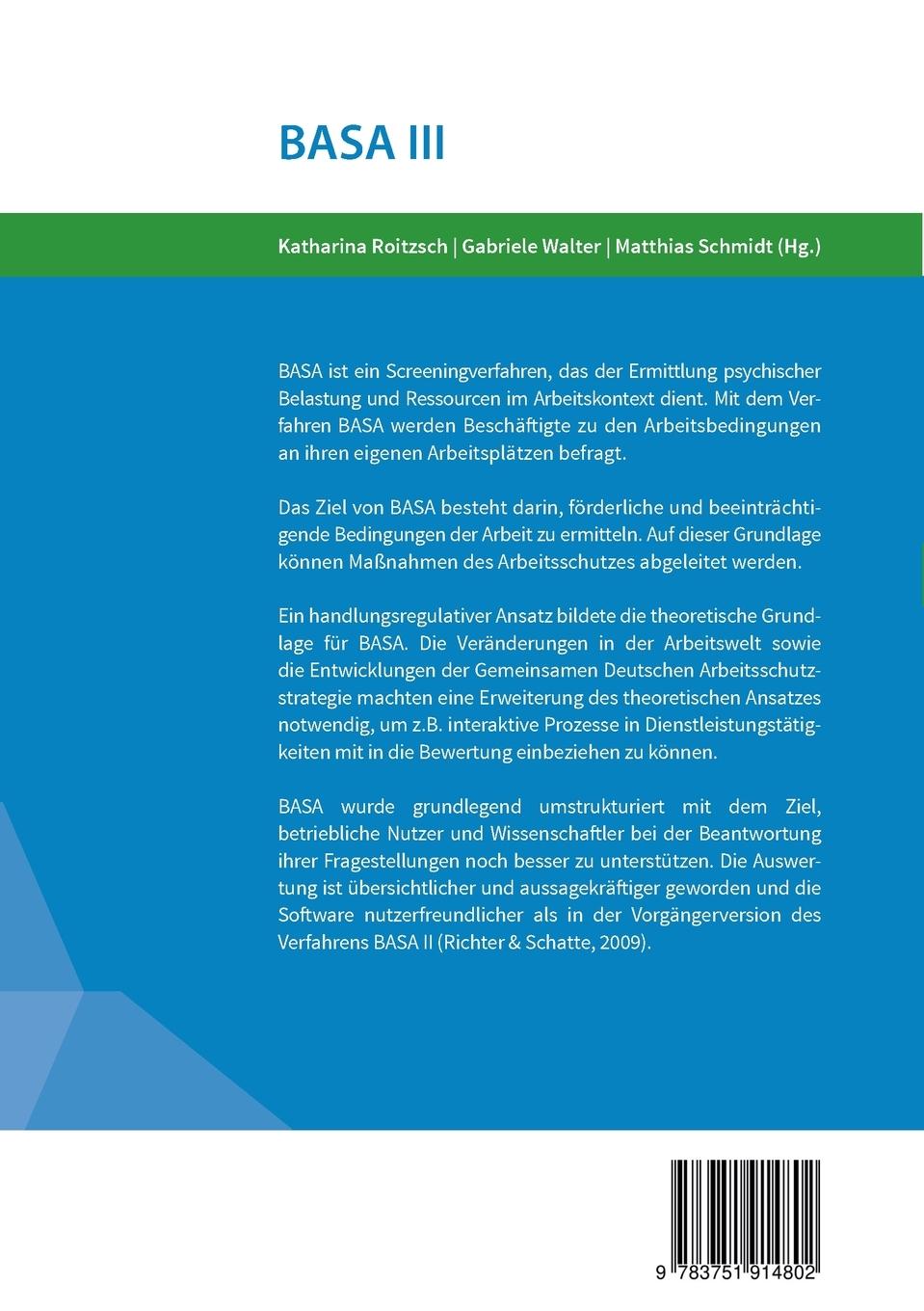 Rückseite: 9783751914802 | BASA | Katharina Roitzsch (u. a.) | Taschenbuch | 140 S. | Deutsch