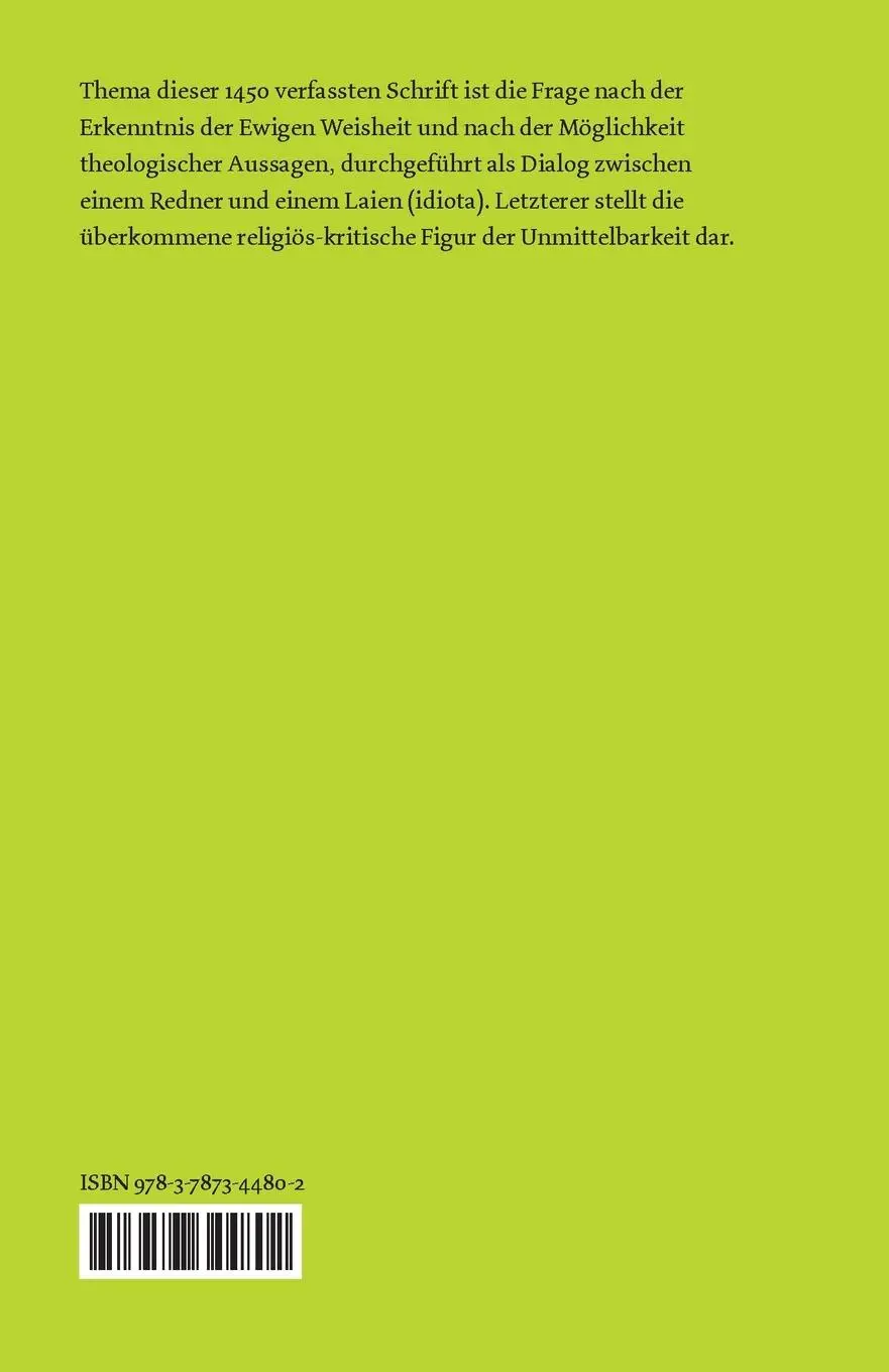 Rückseite: 9783787344802 | Der Laie über die Weisheit | Nikolaus Von Kues | Taschenbuch | 206 S.