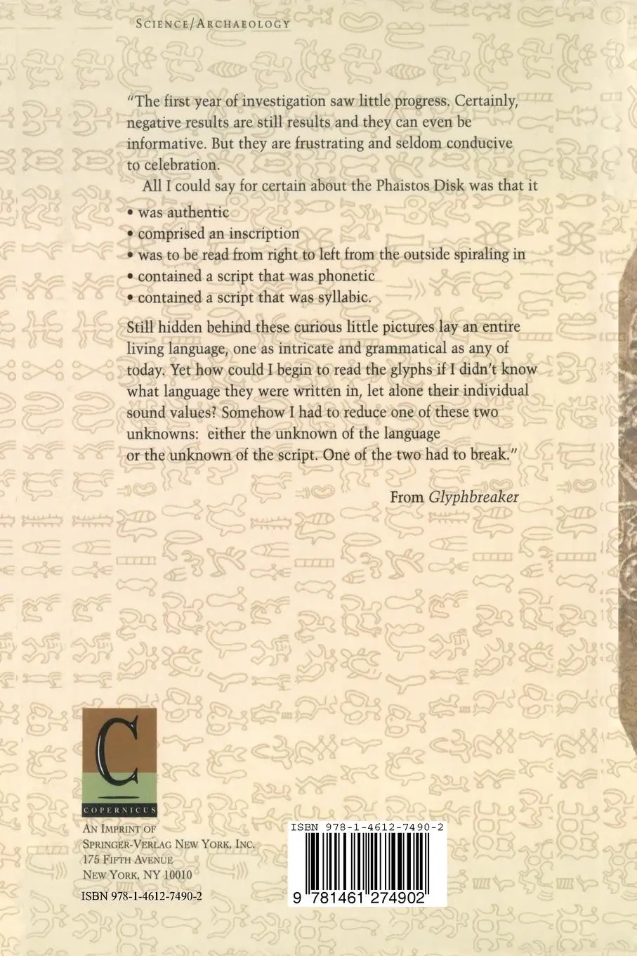 Rückseite: 9781461274902 | Glyph-Breaker | Steven R. Fischer | Taschenbuch | x | Englisch | 2011