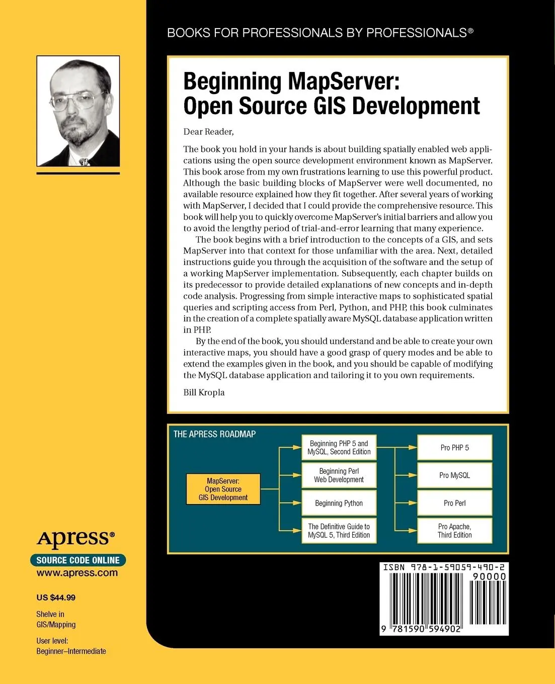 Rückseite: 9781590594902 | Beginning Mapserver | Open Source GIS Development | Bill Kropla | Buch