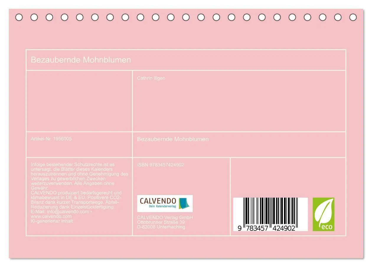 Bild: 9783457424902 | Bezaubernde Mohnblumen (Tischkalender 2026 DIN A5 quer), CALVENDO...