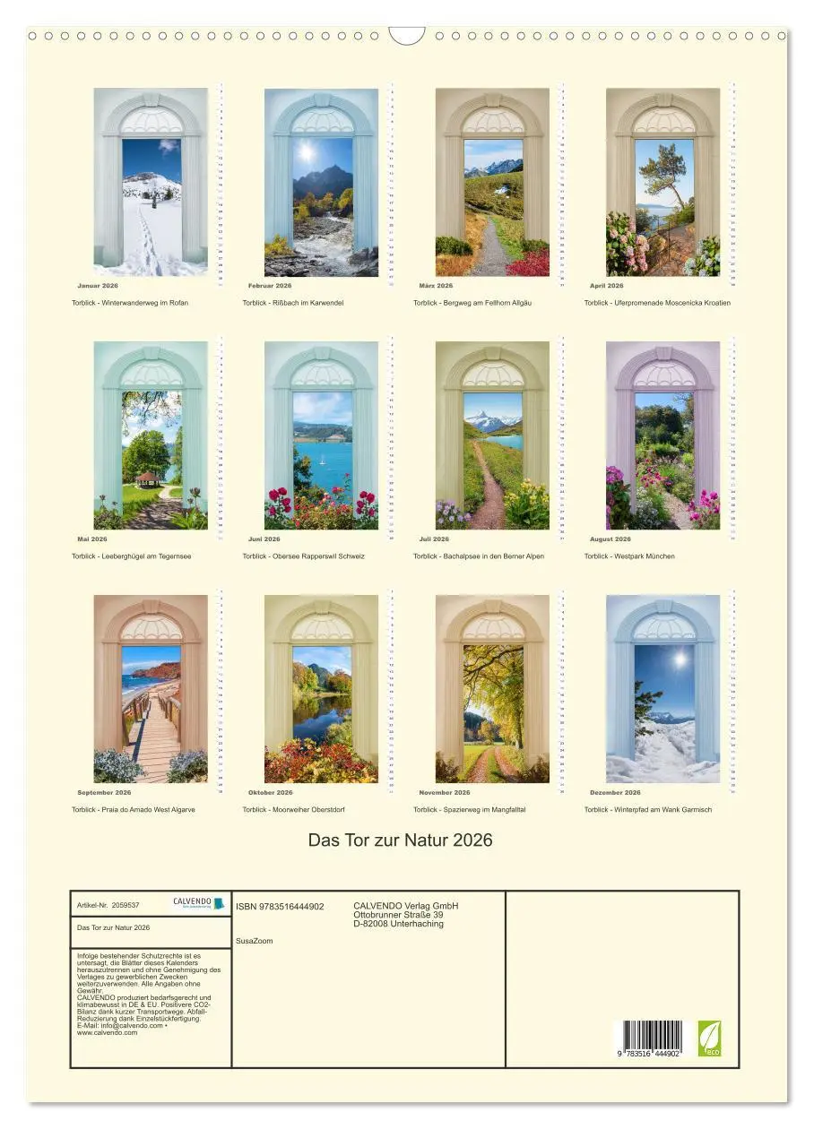 Bild: 9783516444902 | Das Tor zur Natur 2026 (Wandkalender 2026 DIN A2 hoch), CALVENDO...