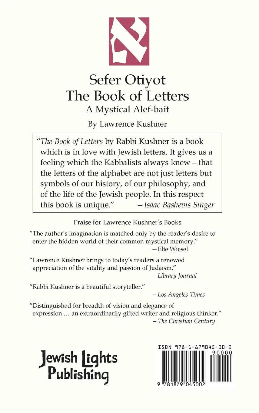 Rückseite: 9781879045002 | The Book of Letters | A Mystical Hebrew Alphabet | Kushner | Buch