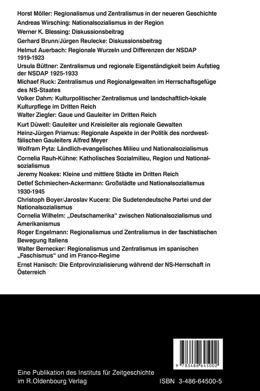Rückseite: 9783486645002 | Nationalsozialismus in der Region | Horst Möller (u. a.) | Taschenbuch