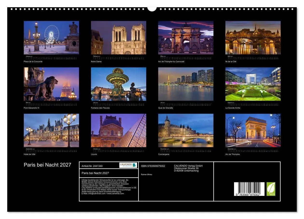 Bild: 9783569975002 | Paris bei Nacht 2027 (hochwertiger Premium Wandkalender 2027 DIN A2...