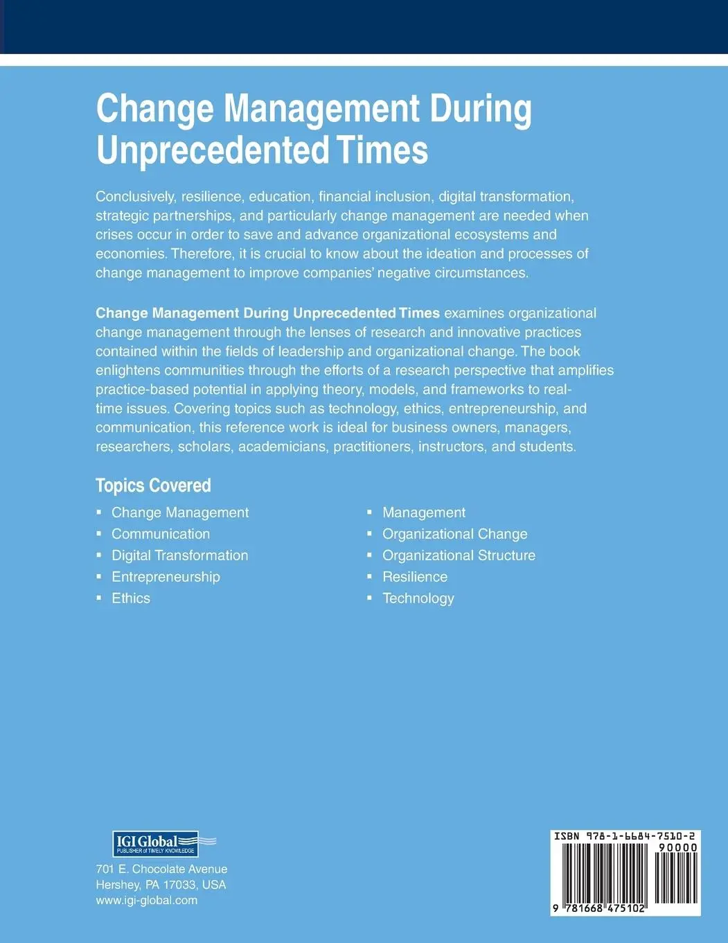 Rückseite: 9781668475102 | Change Management During Unprecedented Times | Kyla Latrice Tennin
