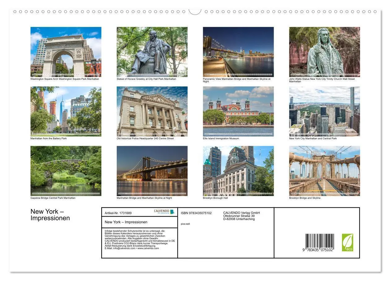 Bild: 9783435075102 | New York - Impressionen (hochwertiger Premium Wandkalender 2025 DIN...