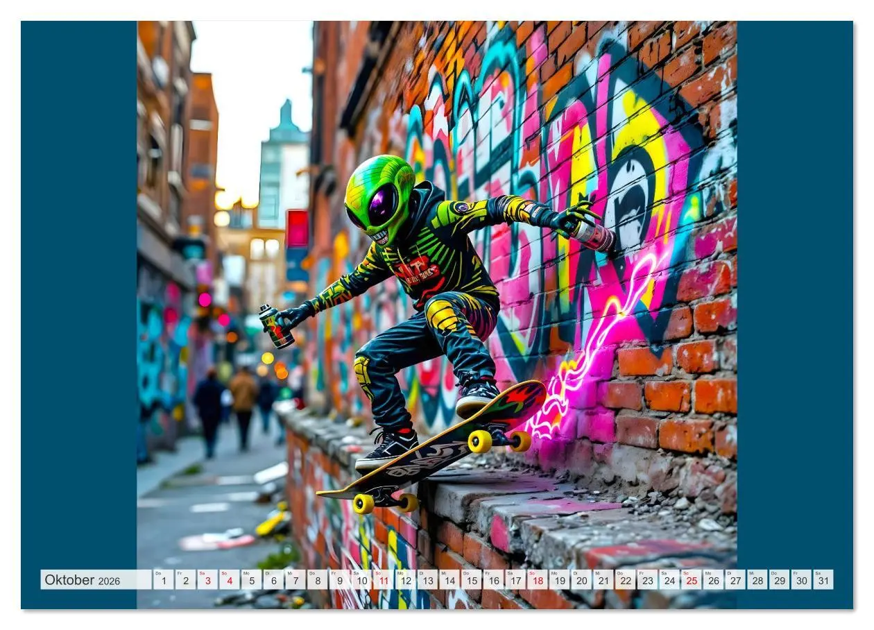 Bild: 9783516635102 | NEONZ - Graffiti trifft Galaxie (Wandkalender 2026 DIN A4 quer),...