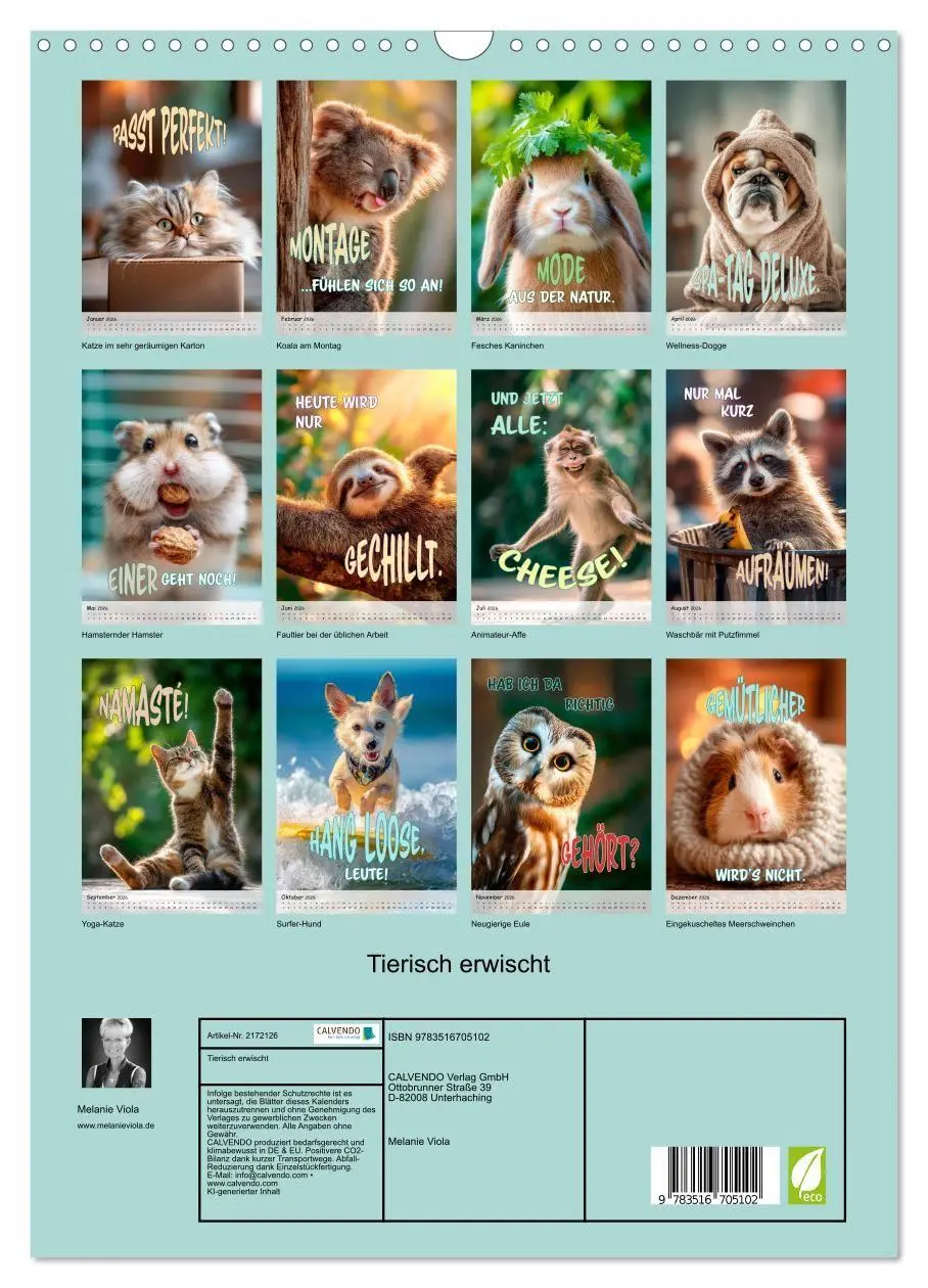 Bild: 9783516705102 | Tierisch erwischt (Wandkalender 2026 DIN A3 hoch), CALVENDO...