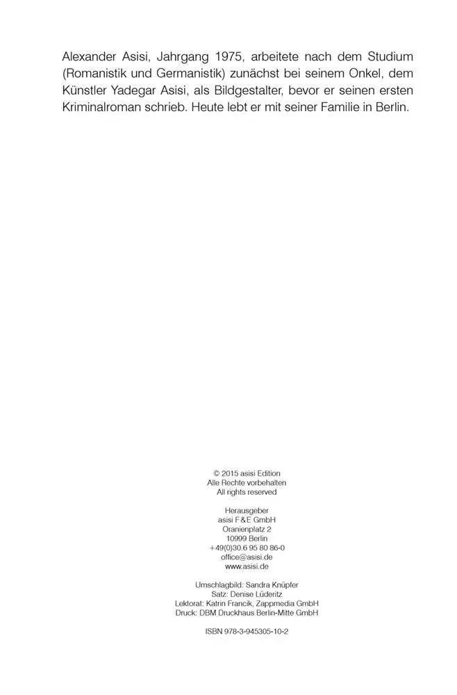 Bild: 9783945305102 | DIE DRESDNERIN | Ein Kriminalroman | Alexander Asisi | Taschenbuch