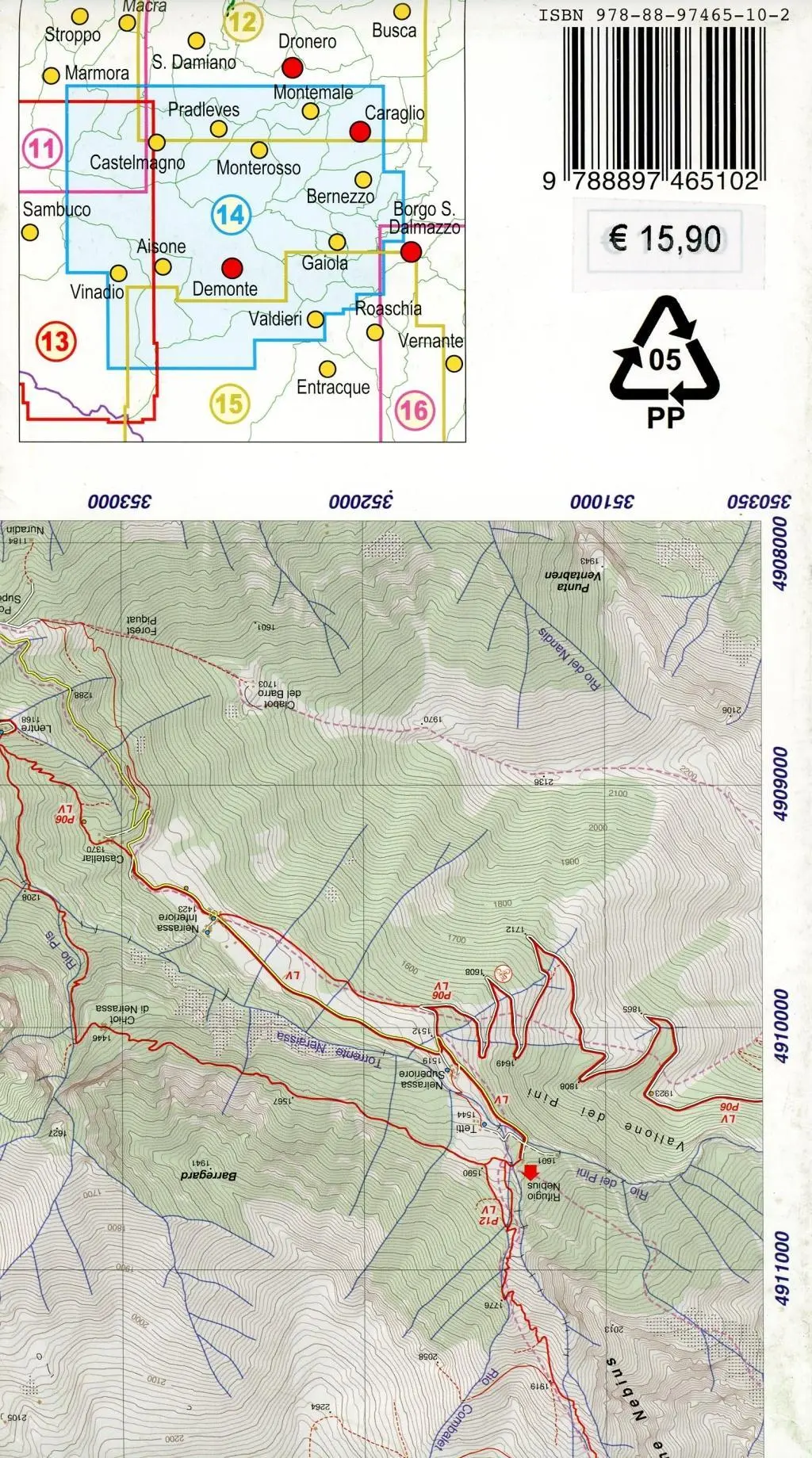 Bild: 9788897465102 | Carta n. 14. Bassa valle Stura di Demonte, val Grana | (Land-)Karte