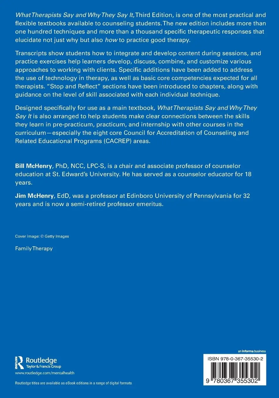 Rückseite: 9780367355302 | What Therapists Say and Why They Say It | Bill Mchenry (u. a.) | Buch