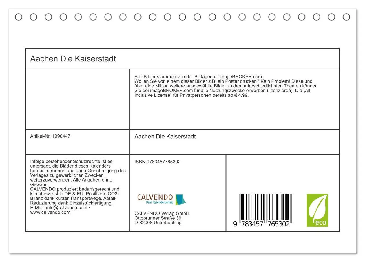 Bild: 9783457765302 | Aachen Die Kaiserstadt (Tischkalender 2026 DIN A5 quer), CALVENDO...