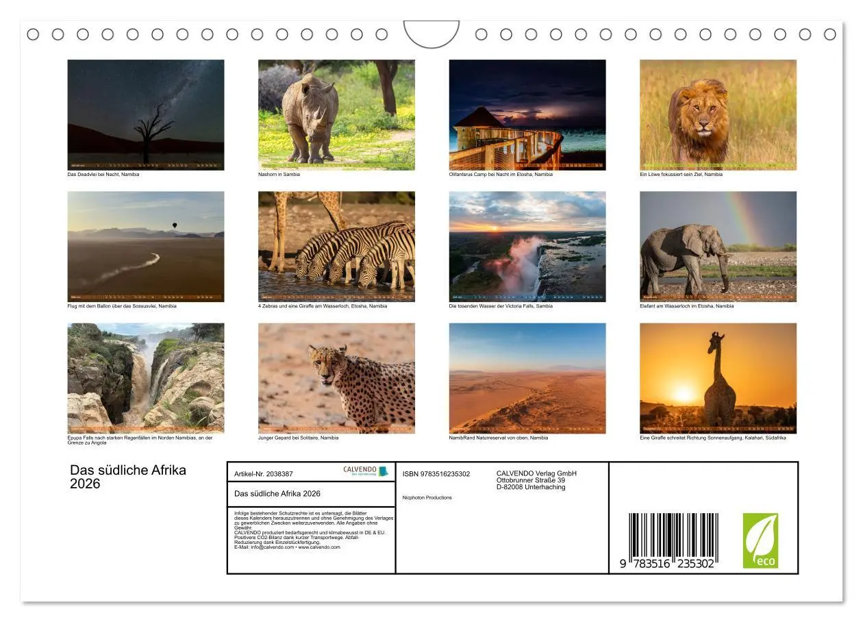 Bild: 9783516235302 | Das südliche Afrika 2026 (Wandkalender 2026 DIN A4 quer), CALVENDO...