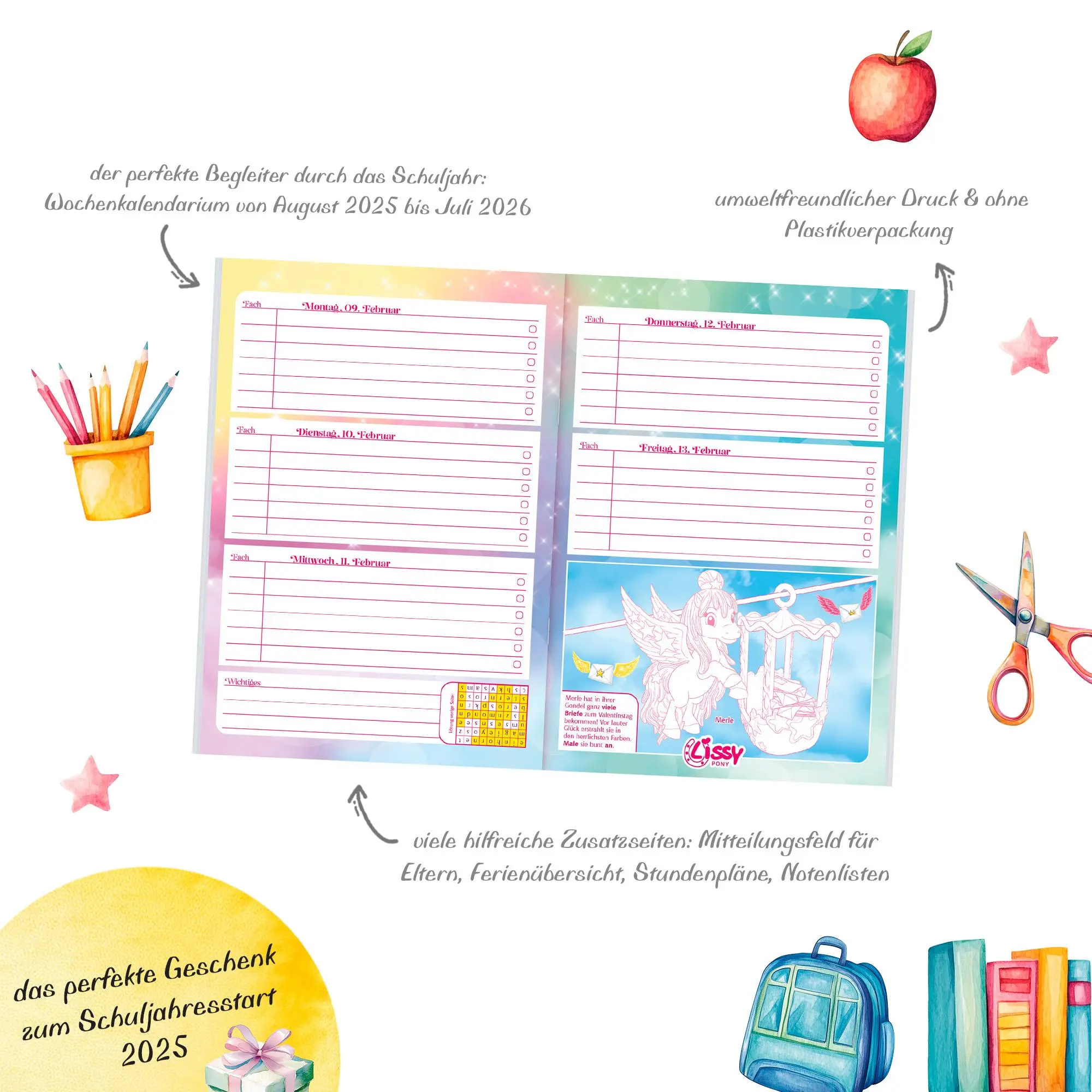 Bild: 4069095005402 | Mein traumhaftes Lissy Pony Grundschul-Hausaufgabenheft | Kalender
