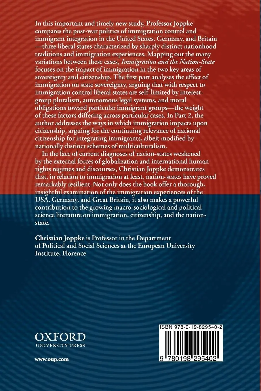 Rückseite: 9780198295402 | Immigration and the Nation-State | Christian Joppke | Taschenbuch