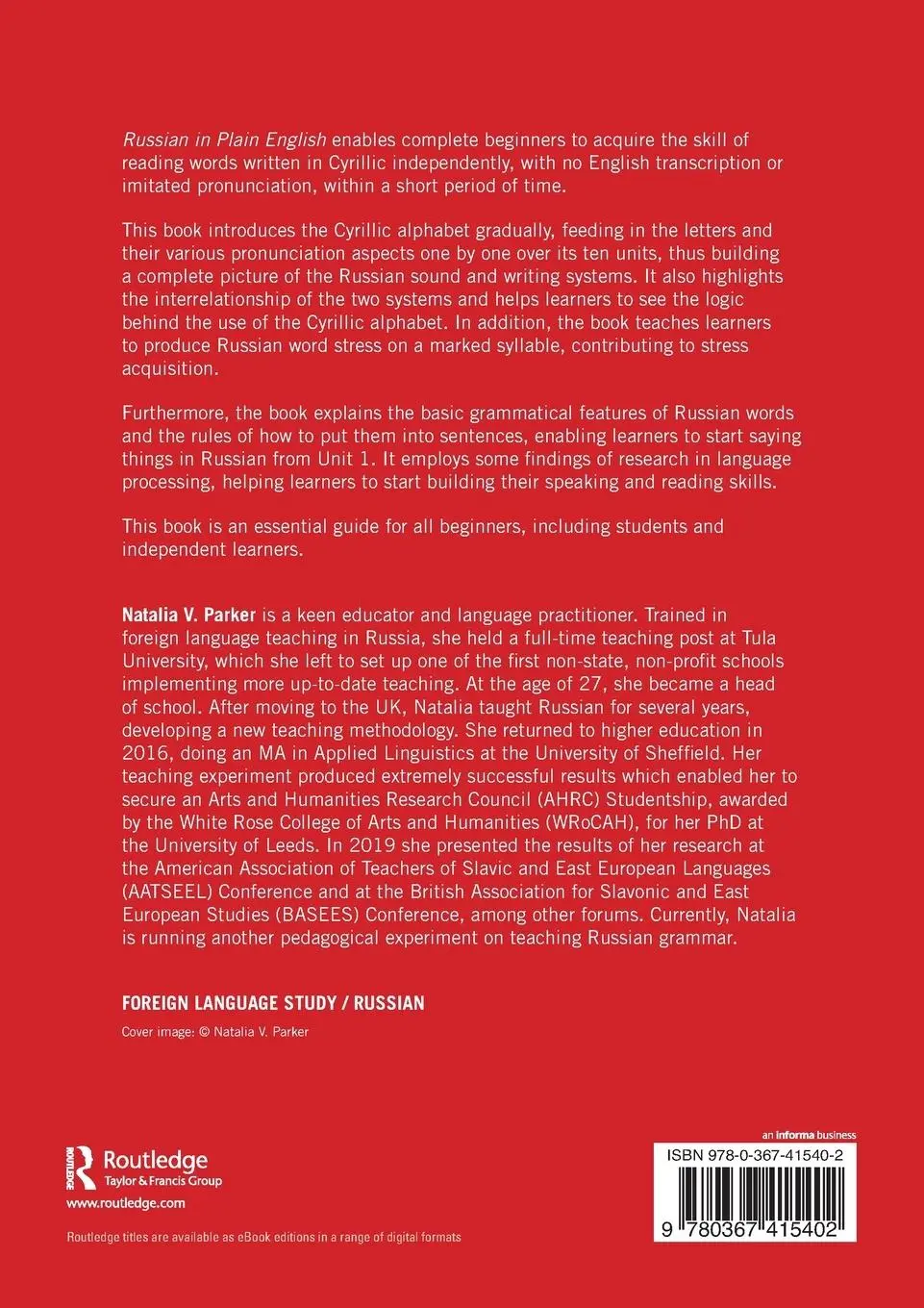 Rückseite: 9780367415402 | Russian in Plain English | Natalia V. Parker | Taschenbuch | Englisch